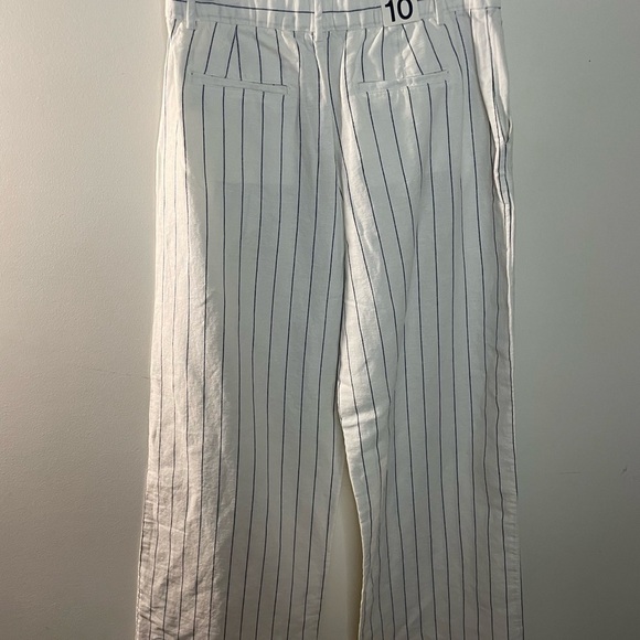 NWT GAP|| High Rise Linen-Cotton Trousers, Pleated Striped Pants Size 10 - Picture 11 of 12